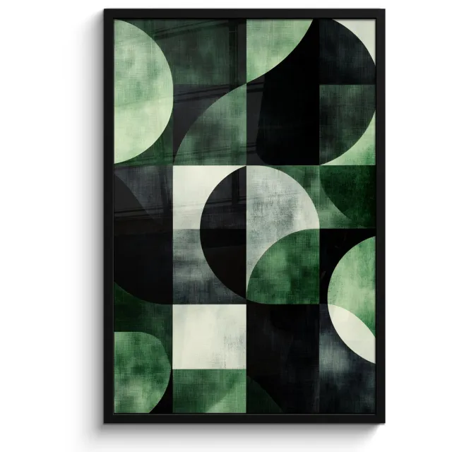 FrameYourWall Poster in lijst - Fotolijst 60x90 cm - Posters - Abstract - Groen - Vormen - Posterlijst zwart - Decoratie - Wanddecoratie woonkamer - Muurdecoratie slaapkamer