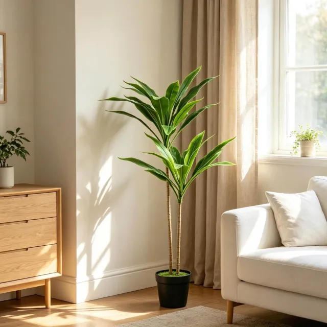 STILVORA Kunstplant Cordyline – 90 Cm Met 29 Realistische Bladeren – Kunststof – Groen – In Pot Voor Binnen En Buiten – Stevige Cementvulling