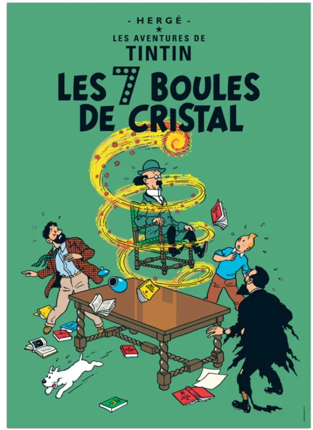 Hergé - Moulinsart - Kuifje Kuifje Poster De 7 kristallen bollen - 50x70cm - Officiële Kuifje - Moulinsart Poster Franstalig Multi