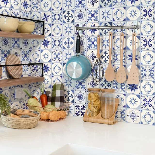 Ambiance Sticker Zelfklevende tegelmuurstickers voor keuken en badkamer - 9 CLEMENZA AZULEJOS tegelstickers - 9 stickers 10x10cm Multi color