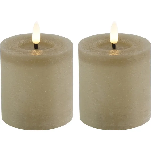 Countryfield Lyon LED kaarsen/stompkaarsen - 2x - beige - D7,5 x H8 cm - timer