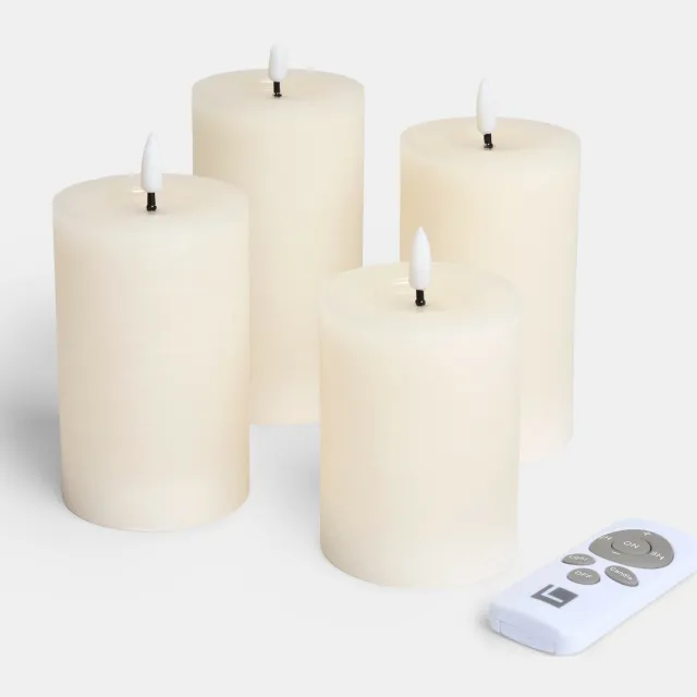 Loberon Ledstompkaars set van 4 Ljusvik crème