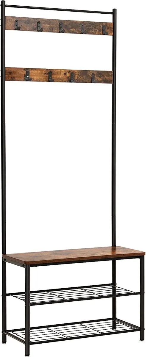 Viking Choice Kapstok garderobe rek vintage donkerbruin - industrieel ontwerp zwart bruin
