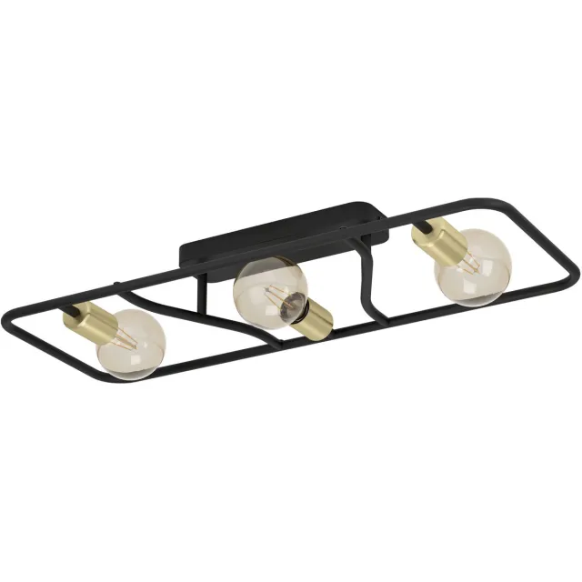 EGLO Messinaro Plafondlamp - E27 - 72 cm Zwart;Geborsteld staal