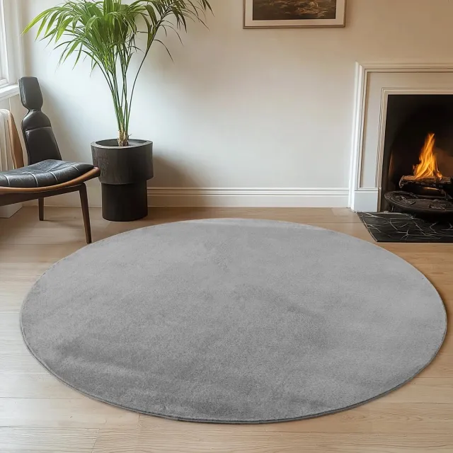 Dutch XXL Rond Wasbaar Vloerkleed | Tapijt | Joy | Uni | Grijs | 200x200 cm
