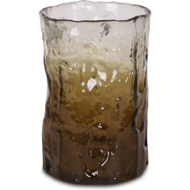 Gert Snel Vaas/windlicht glas goudgeel 20x14