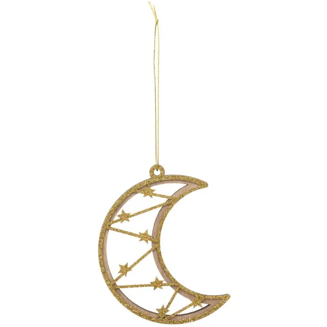 Feeric lights & Christmas Houten kerstboomversiering in de vorm van een gouden maan, 12 cm Doré