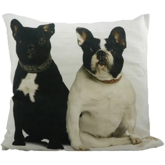 Mars & More canvas kussen franse bulldogs 50x50cm* Multi