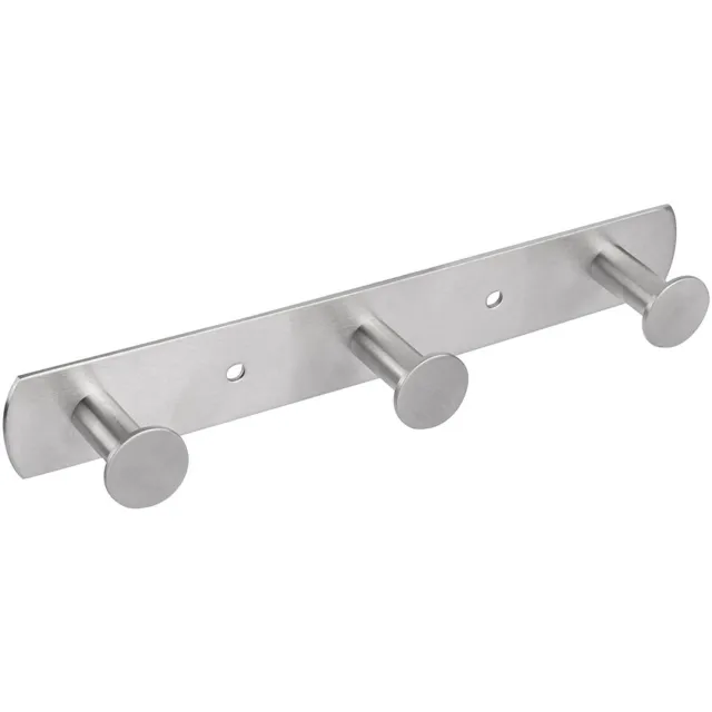 Differnz Kapstok - 3 Haken - Wandkapstok met Ronde Haken - Twee Bevestigingspunten voor een Stevige Montage - Schroefbevestiging - Gemaakt van RVS - Kleur Mat Chroom - Modern Design Zilver