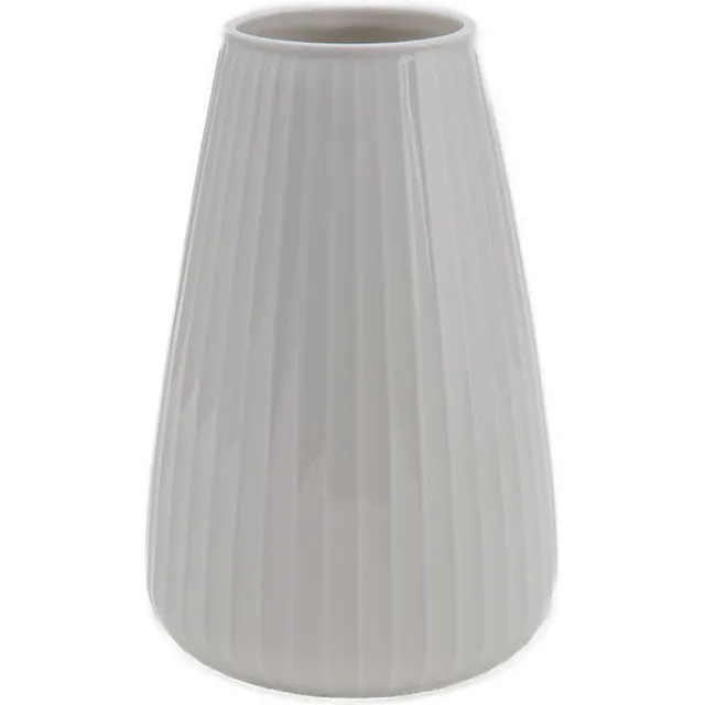 XLBoom DIM vaas Stripe Large Cream - 19 × 19 × 30 cm - Mondgeblazen keramieken vaas in een zachte crème kleur – Vaatwasbestendige vaas, design voor in huis – Artistieke woondecoratie van keramiek Wit