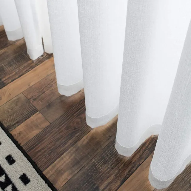 Ibenzoa Transparante Witte Gordijnen met Linnenstructuur voor Woon- en Slaapkamer, 2-delig Set 137x140cm