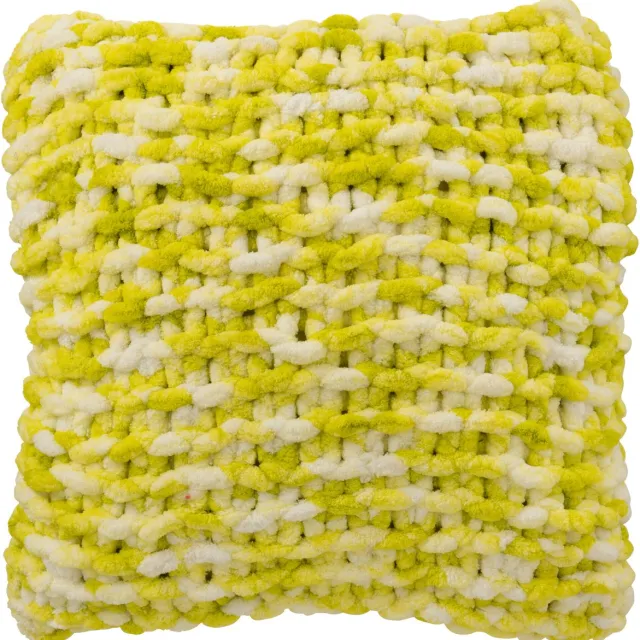 J-Line kussen Gebreid - polyresin - wit/groen Wit - Groen