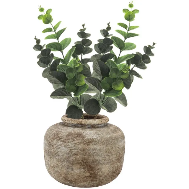 Bellatio Design Kunstbloem/kunsttak Eucalyptus Bella - 2x - 38 cm - donkergroen - kunst zijdebloemen