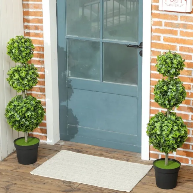 MODENUIT Kunstplant in Pot - Set van 2 - 100 cm - Kunststof - Groen - Met Pot - UV-Bestendig voor Binnen en Buiten