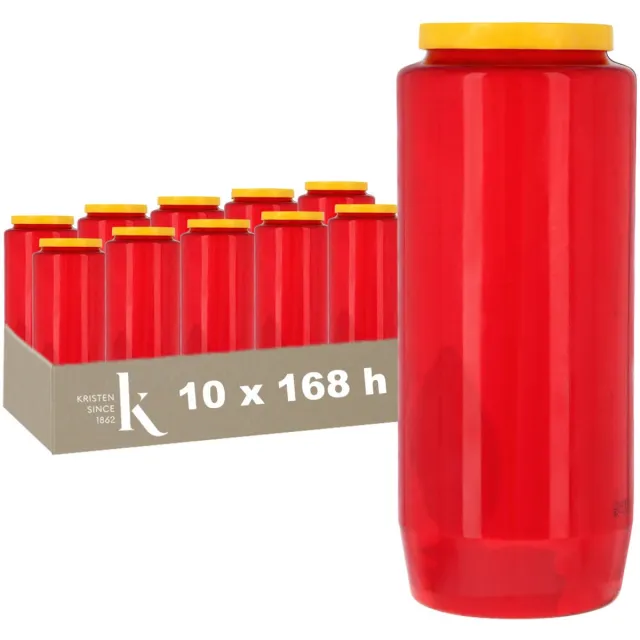 Kristen Kaars 7 Dagen Rood – Kaarsen – 10 Stuks – Herdenkingslicht – Grafkaars – Brandduur 168 Uur – Voor Binnen en Buiten