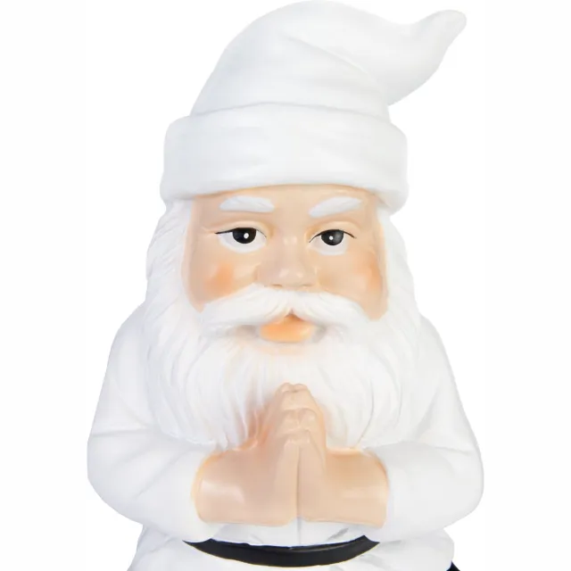 Brubaker Tuinkabouter Yoga Oefening Boom - Kabouter met Kikker - Sportief Tuinbeeld Yoga Oefening Vrksasana - Grappige Witte Zen Decoratie Weerbestendig voor Tuin en Camping - 24 cm hoog Yoga - boom