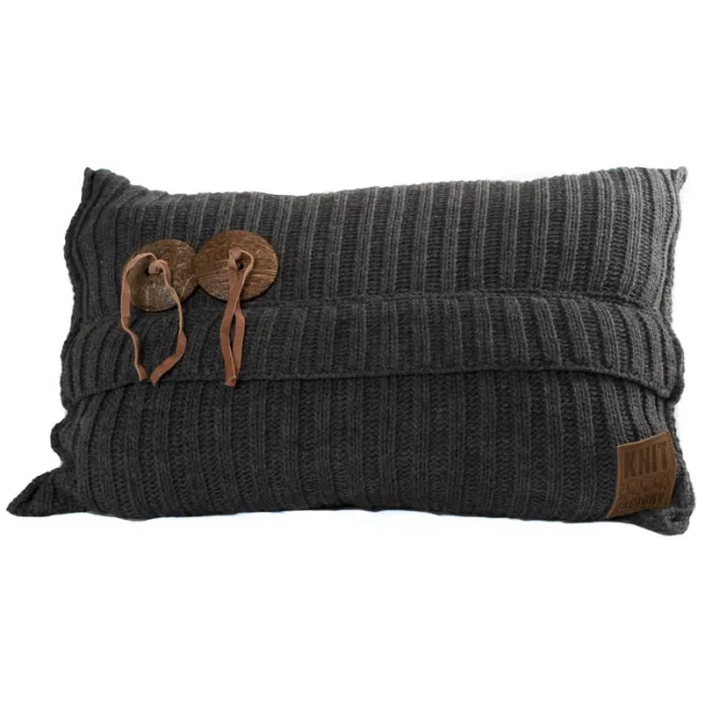 Knit Factory Aran kussen 60 x 40 antraciet