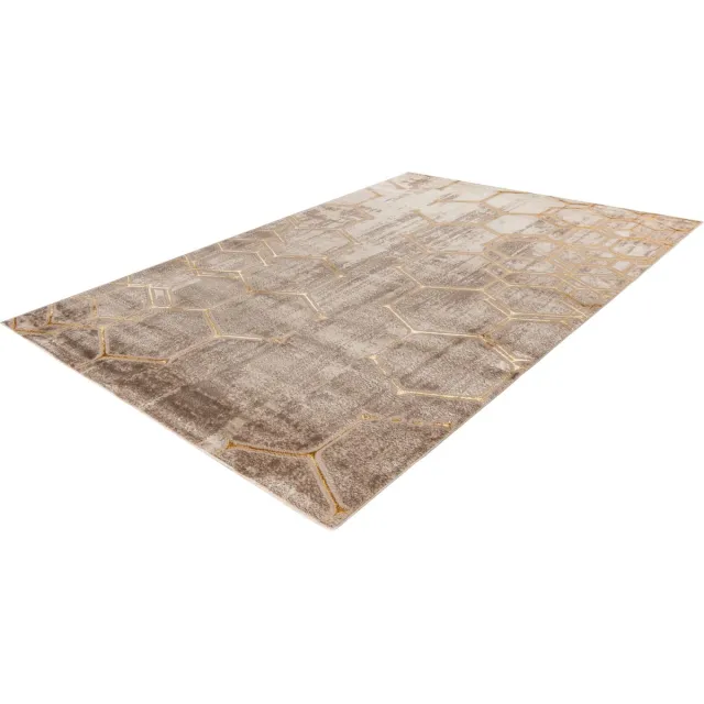 Tapijtenmagazijn Marmaris Vloerkleed – Beige – Laagpolig met Klassiek Kaderdesign – 120x170 cm