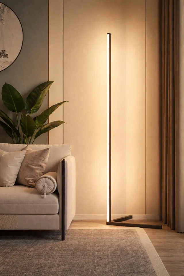 TULITE Moderne LED Vloerlamp RGB - App en afstandsbediening - Sfeerverlichting - Hoeklamp - Staanlamp - Led Verlichting Strip - Dimbaar - Voor Woonkamer - Zwart