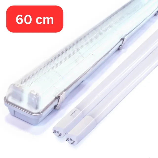 Prinos Premium LED TL armatuur 60 cm met 2 led buizen - dubbel - 9W/18W Grijs