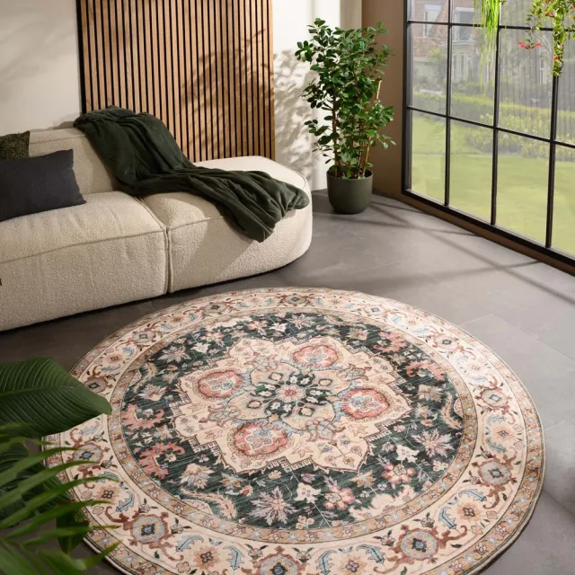 Heritaged Rond vintage buitenkleed - Valenca Fino groen/rood 230