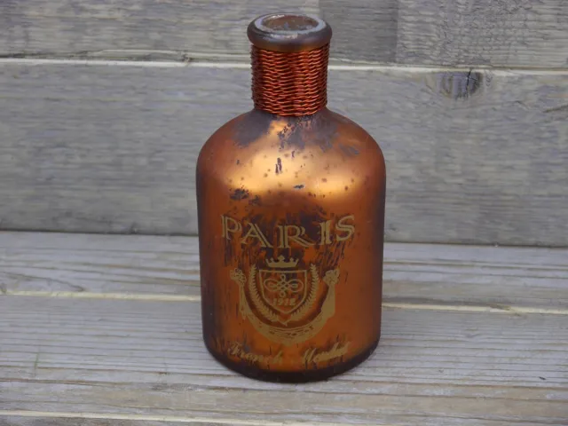 Sense Decoratieve fles vaas met opdruk - Vintage stijl vaas - Vaas koper antiek ***2 STUKS *** old antik copper looks