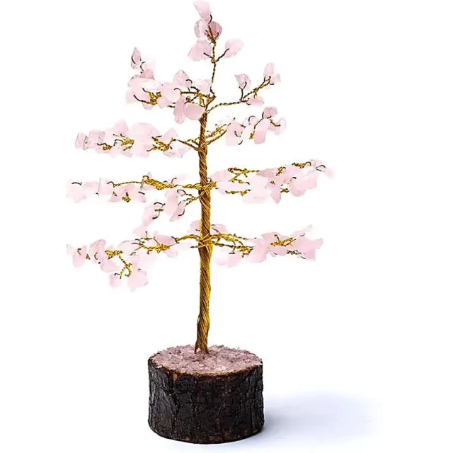 Phoenix Edelsteenboom - Rozenkwarts - Hartchakra - Liefde - Roze - Kalmerend - 18 cm.