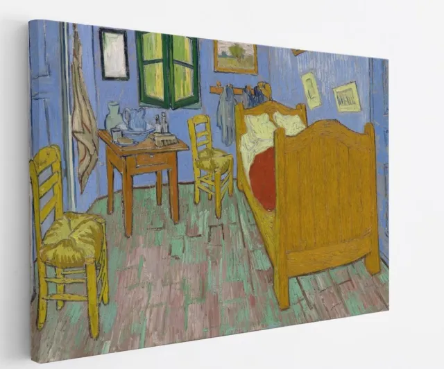 Saammp Canvas Schilderij - De Slaapkamer - Van Gogh - Oude Meesters - 45x30 - Foto op canvas - Wanddecoratie - muurdecoratie Woonkamer - Slaapkamer decoratie - Canvas Print Multicolor