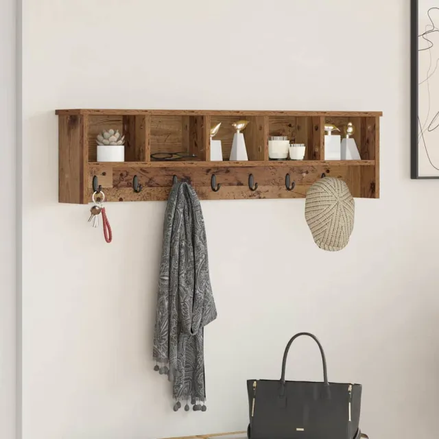 vidaXL Wandgemonteerde kapstok Oudhout 100 x 16 x 26 cm Bruin
