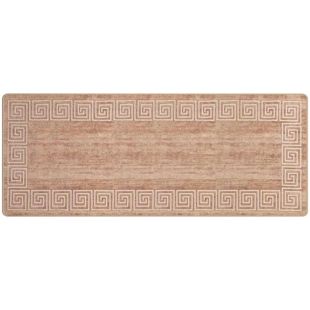 vidaXL Tapijt - Runner - MARSA - Beige - en - goud - 100 - x - 300 - cm - Polyester - en - PVC Wit