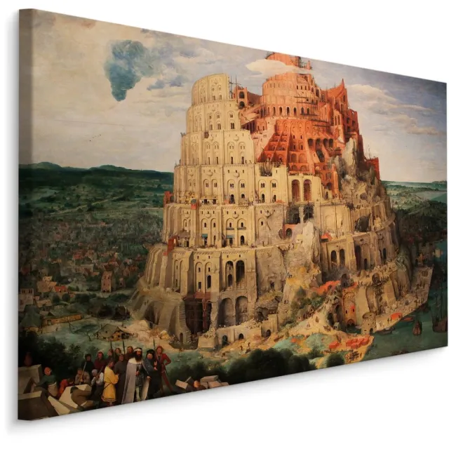 karo-art Schilderij - Pieter Bruegel, de Toren van Babel, reproductie, Premium Print Multikleur
