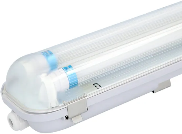 HOFTRONIC LED TL armatuur 120cm dubbel - T8 (G13) - 36 Watt 5040 lumen (140lm/W) - 4000K neutraal wit (840) - Koppelbaar - Flikkervrij - IP65 waterdicht - LED TL Lamp Transparant