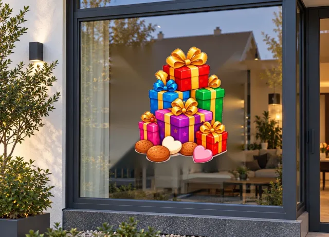 De Stickerman Sinterklaas Raamsticker 100cm Breed Herbruikbaar Weerbestendig (V12) Multi