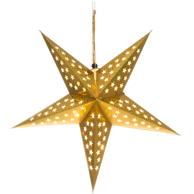 Finnlumor LED Papieren Ster Decoratie 43 cm op Batterijen - Elegante Decoratie die Elk Interieur Sier goud