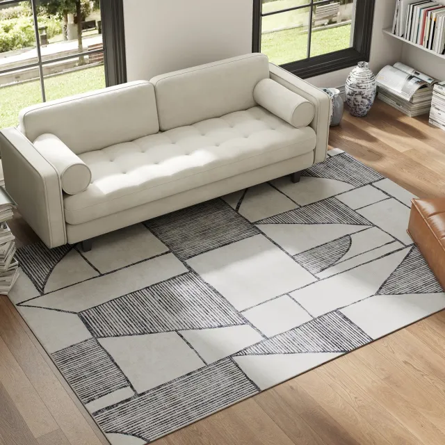 TEKROA Vloerkleed Antislip - Carpet - Hoogpolig Tapijt - Veelkleurig Polyester - Zacht - 230 x 160 cm grijs
