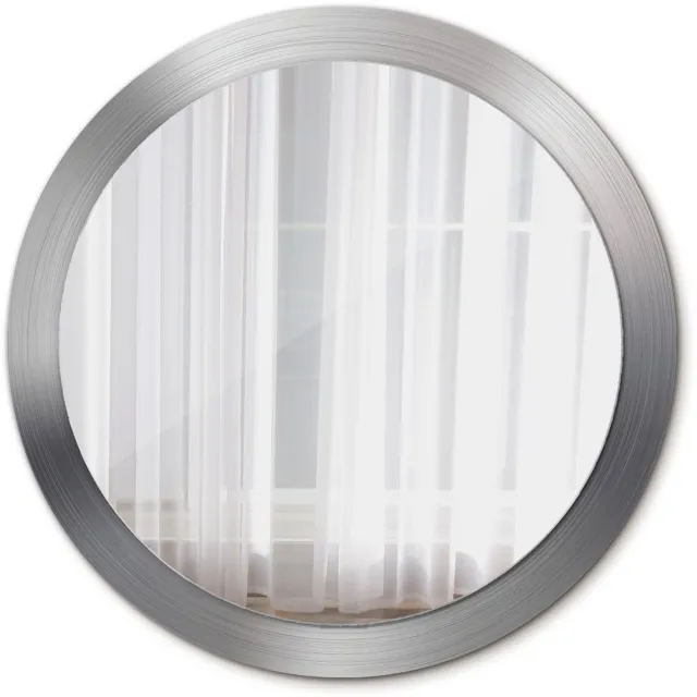 TULUP Spiegel - Spiegel op gehard Glas - Ronde Spiegel - Metaalimitatie - Diameter: 90 cm - Decoratieve spiegel met patroon - Badkamerspiegel - Gangspiegel - Eetkamer - Zilveren - Origineel cadeau - Stijlvolle Spiegel - Spiegel Met Haken Zilver Metaalimitatie