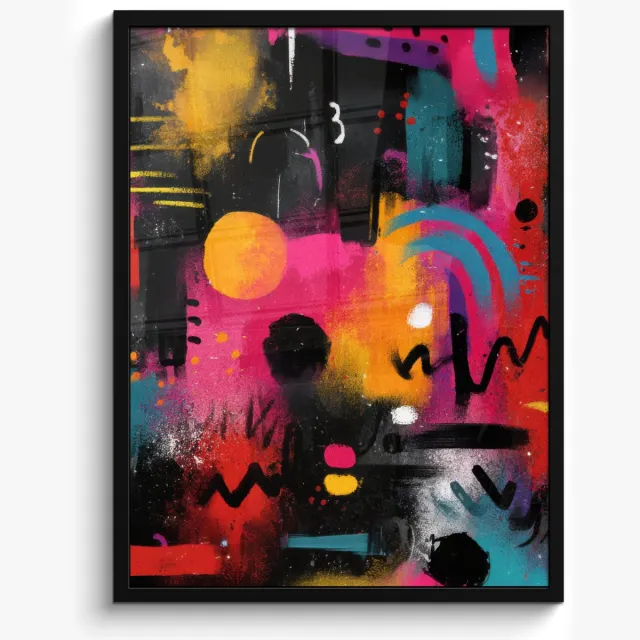 FrameYourWall Poster in lijst - Fotolijst 50x70 cm - Posters - Kleurvlakken - Vormen - Kleurrijk - Abstract - Posterlijst zwart - Decoratie - Wanddecoratie woonkamer - Muurdecoratie slaapkamer Kleurvlakken - Kleurrijk - Abstract