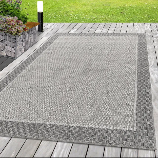 Ayyildiz Buitenkleed met randafwerking, crèmekleur, geschikt voor terras, balkon of keuken, met polypropyleen achterkant, afmeting: 240 x 340 cm