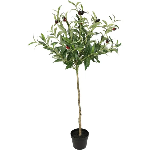 BOG Kunstolijfboom Met Zwarte Olijven - Mediterrane Kunstboom 80 Cm - Decoratieve Olijfboom Voor Binnen En Buiten - Toscaanse Sfeer Southern Country - Groene Kunstplant