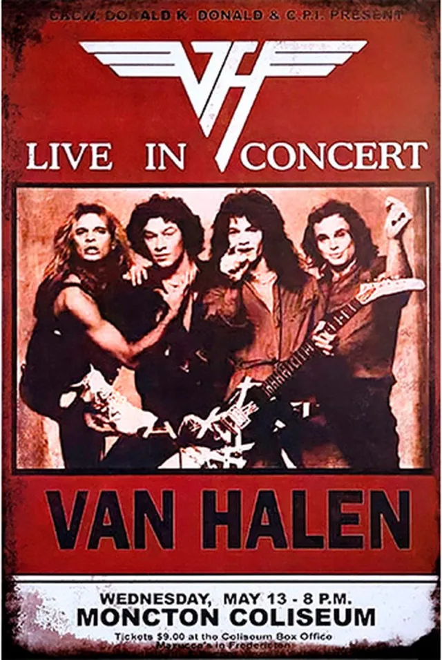 Signs-USA Concert Sign - metaal - Van Halen - Monton-Coliseum - 20 x 30 cm Rood