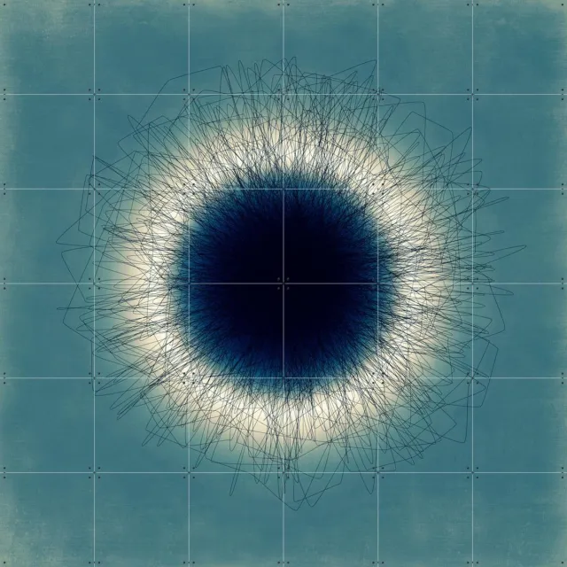 IXXI Ergo Sum, Angelo Cerantola - 120 x 120 cm - Grote wanddecoratie en posters - Digitale Kunst, Illustraties, Line art, Abstract, Grafisch Ontwerp Koele tinten / Zwart