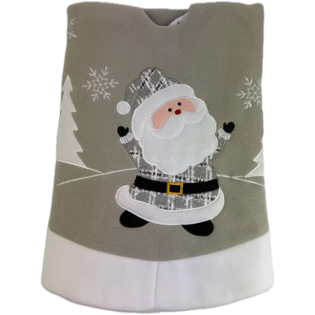 Hi Kerstboomrok - 90 cm - kerstmanmotief - Vilt/Polyester Grijs