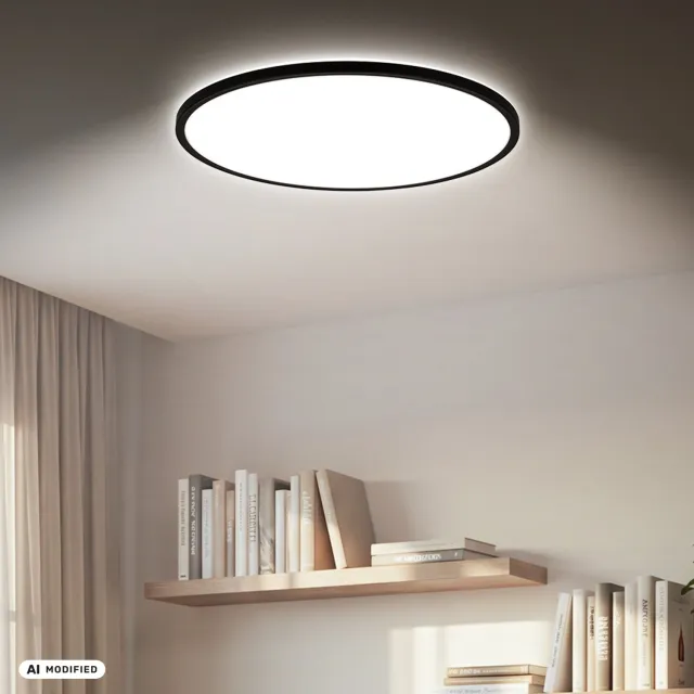 Briloner Slim - LED Plafondlamp - paneel - plafonniere keuken - 6000 Lm - 4000 K neutral wit licht - Ø58 zwart