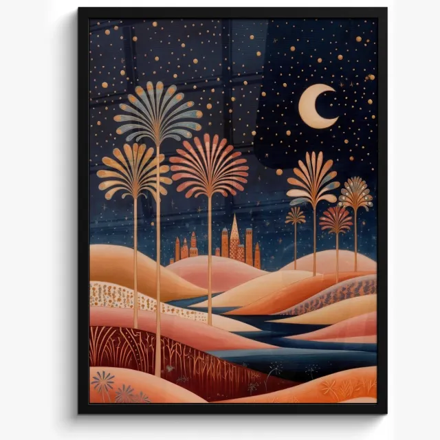 FrameYourWall Poster in lijst - Fotolijst 50x70 cm - Posters - Sterrenhemel - Palmen - Rivier - Posterlijst zwart - Decoratie - Wanddecoratie woonkamer - Muurdecoratie slaapkamer