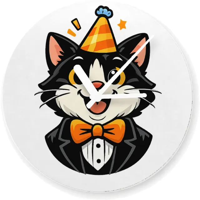 Mr Cadeautjes Glazen klok Ø 20 - design Humoristische feestprint met een dierlijk personage in nette | cadeau Wit
