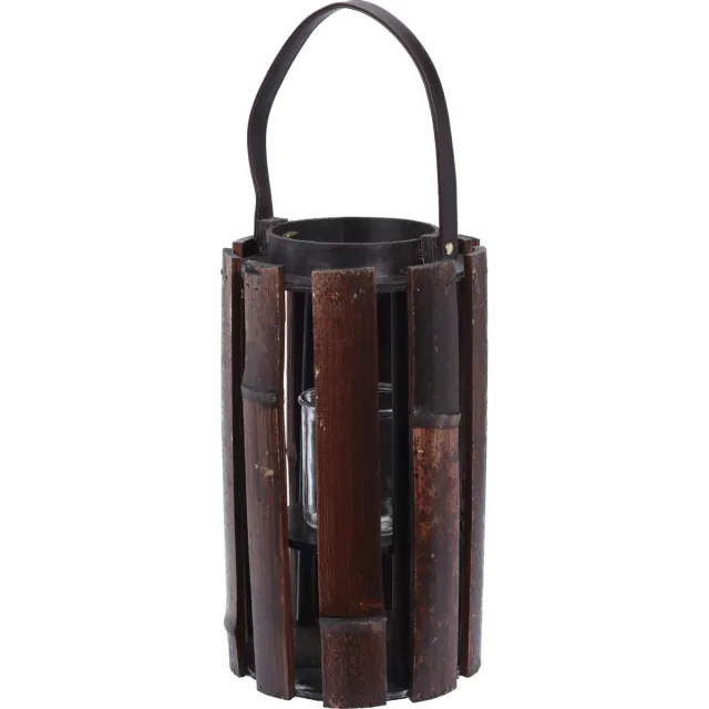 Home & Styling Lantaarn bamboe met hendel 35x21cm brown