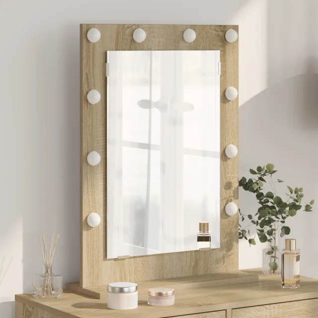 vidaXL Schmink Spiegel Sonoma Eiken 70 x 50 x 18 cm Rechthoekig Bruin