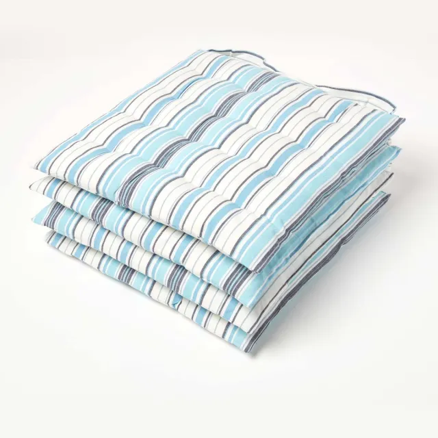 Homescapes New England Tartan zitkussens 100% katoen set van 4 Blauw