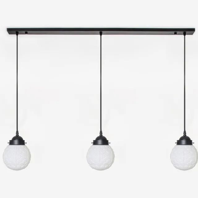 Coloured by Art 3 x Arcade lampen aan plafondbalk Moonlight - Art Deco Trade Zwart
