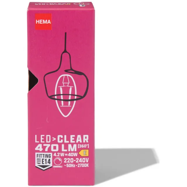 HEMA Led kaars clear E14 2.9W 470lm dim